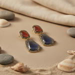 Load image into Gallery viewer, Sapphire &amp; Ruby Drop Earrings | gold plating-Plated Jewelry for Women
