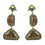 Load image into Gallery viewer, gold plating Drop Earrings with Brown Gemstones | Women's Jewelry
