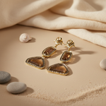 Load image into Gallery viewer, gold plating Drop Earrings with Brown Gemstones | Women's Jewelry
