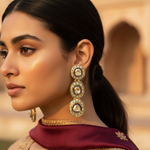 Load image into Gallery viewer, Gold Polki Diamond Drop Earrings | Luxury Jewelry for Women
