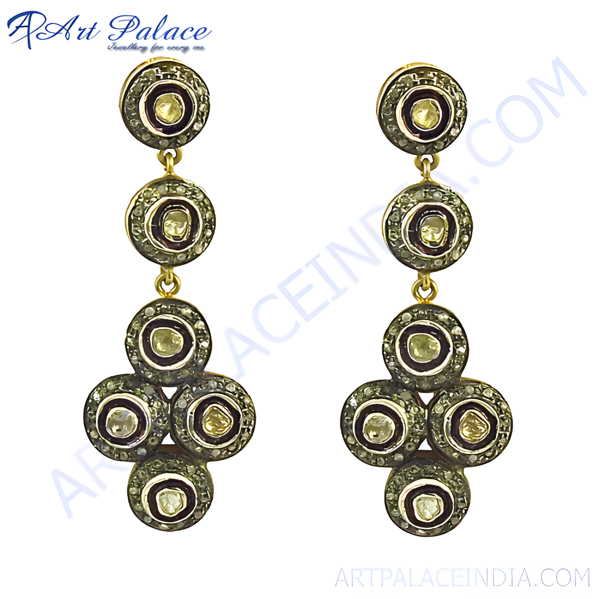 Gold dangle earrings with diamonds, elegant and sparkling, perfect for women