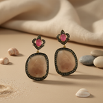 Load image into Gallery viewer, Ruby &amp; Diamond Dangle Earrings | gold plating Finish | Women's Jewelry
