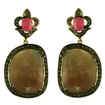 Load image into Gallery viewer, Ruby &amp; Diamond Dangle Earrings | gold plating Finish | Women's Jewelry
