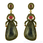 Load image into Gallery viewer, Sapphire &amp; Ruby Drop Earrings | gold plating-Plated Jewelry | For Women
