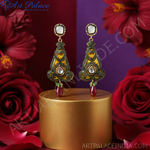 Load image into Gallery viewer, Gold Tone Ruby Drop Earrings for Women | Statement Jewelry
