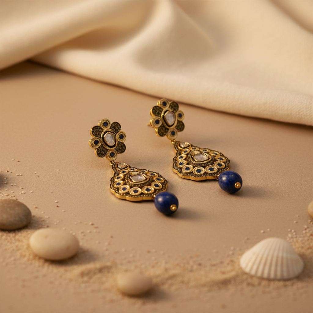 Lapis Lazuli Dangle Earrings for Women | Statement Jewelry