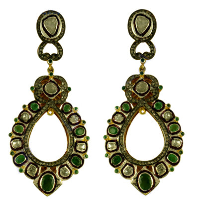 Emerald & Diamond Drop Earrings for Women | Statement Jewelry