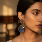 Load image into Gallery viewer, Gold Ruby Quartz Earrings | Dangle Drop Earrings | Women&#39;s Jewelry
