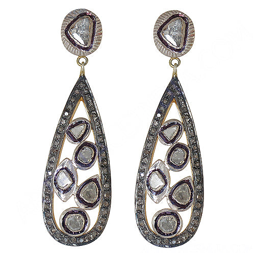 Silver Teardrop Earrings with Diamonds | Luxury Jewelry