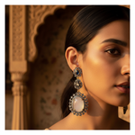 Load image into Gallery viewer, Oxidized Silver Moonstone Drop Earrings for Women | Dangle Earrings
