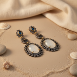 Load image into Gallery viewer, Oxidized Silver Moonstone Drop Earrings for Women | Dangle Earrings
