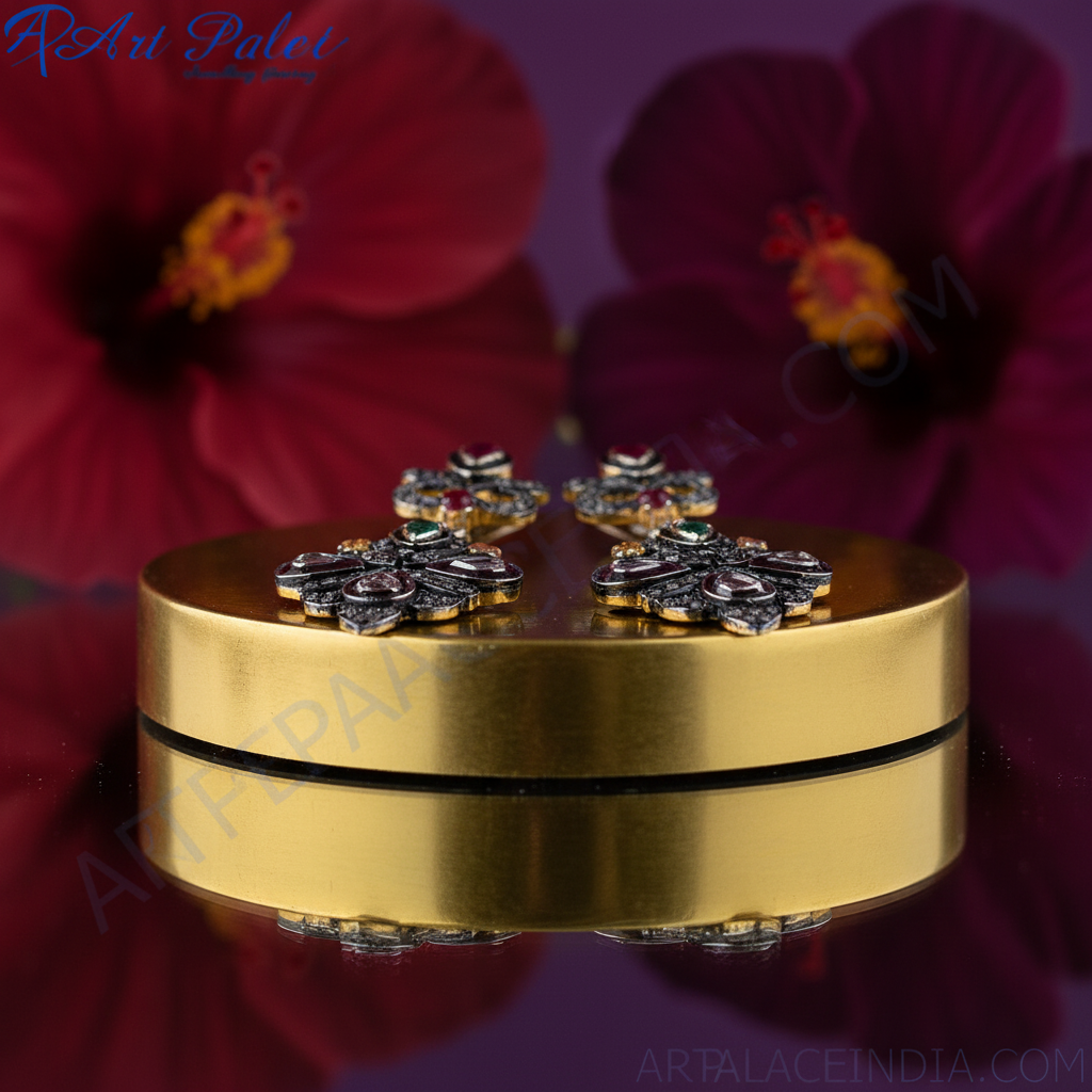 Vintage Ruby Emerald Diamond Earrings | Dangle Earrings for Women