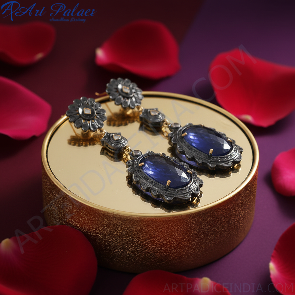 Sapphire drop earrings for women | gemstone jewelry