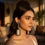 Load image into Gallery viewer, Moonstone Drop Earrings with Emerald Accents | Women&#39;s Jewelry
