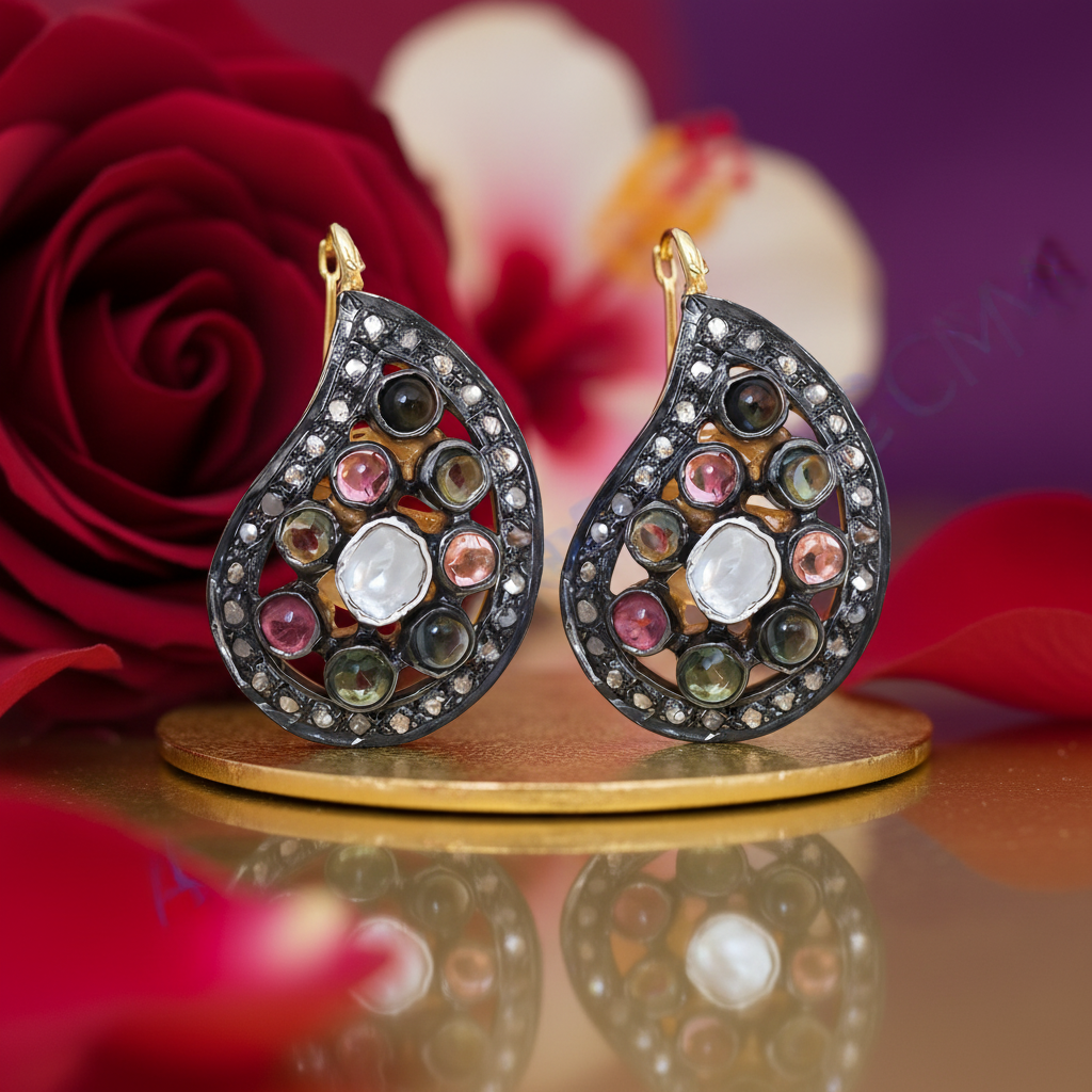 Multi-Gemstone Teardrop Earrings | Silver Earrings for Women