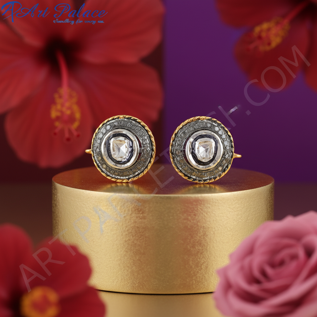 Gold & diamond stud earrings for women | luxury jewelry