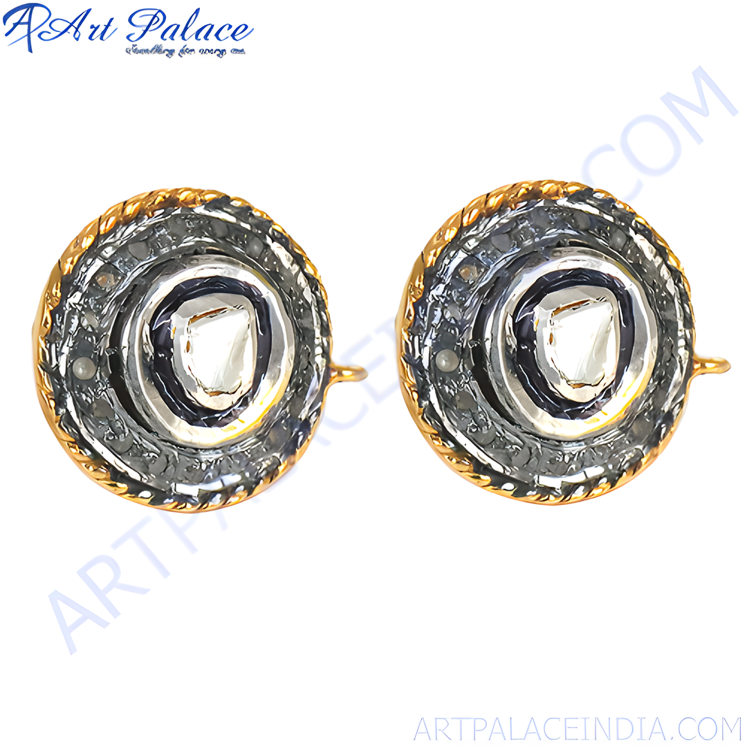 Gold and diamond stud earrings, a luxurious jewelry option with a gold setting and sparkling diamonds.