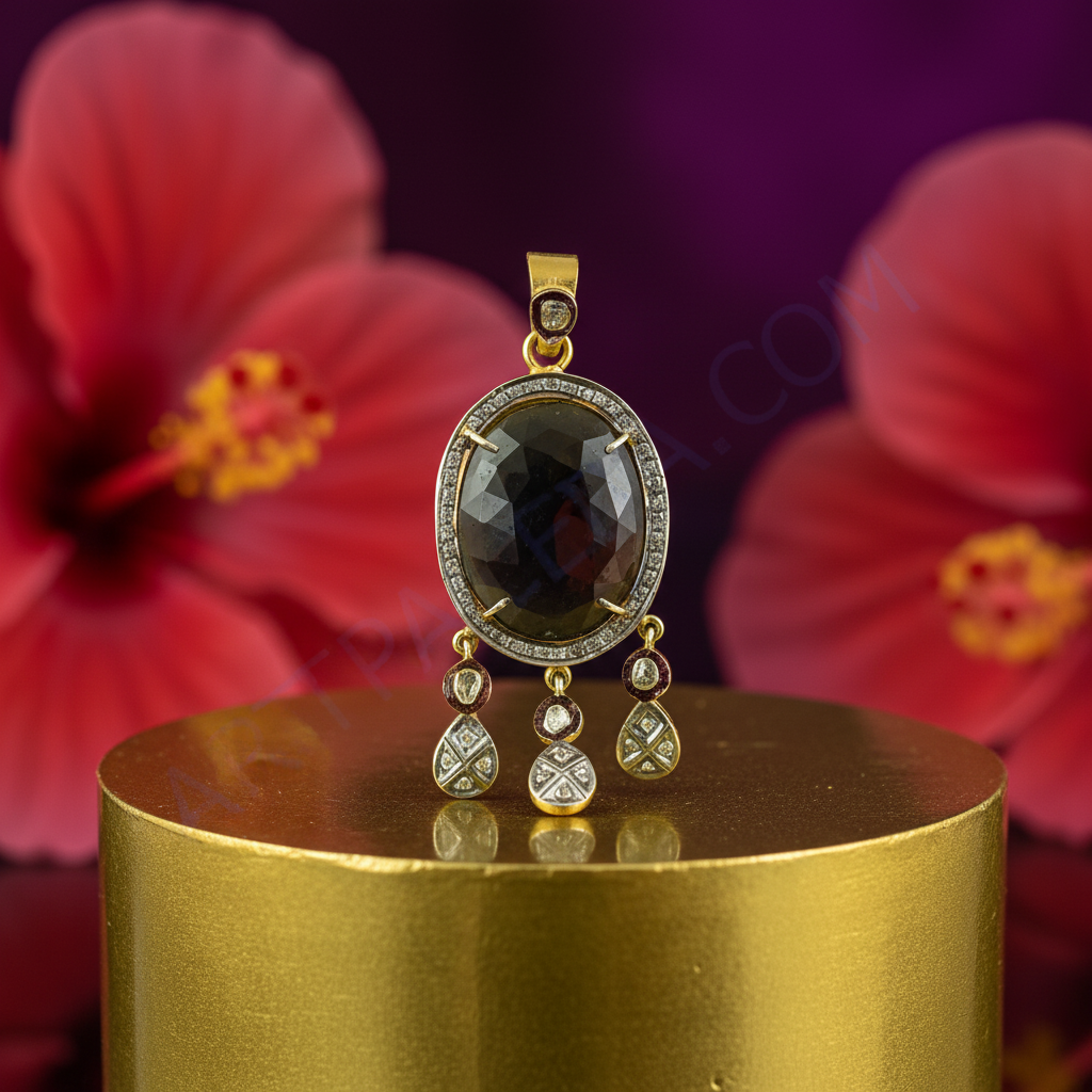 Gold Sapphire Diamond Pendant Necklace | Women's Fine Jewelry