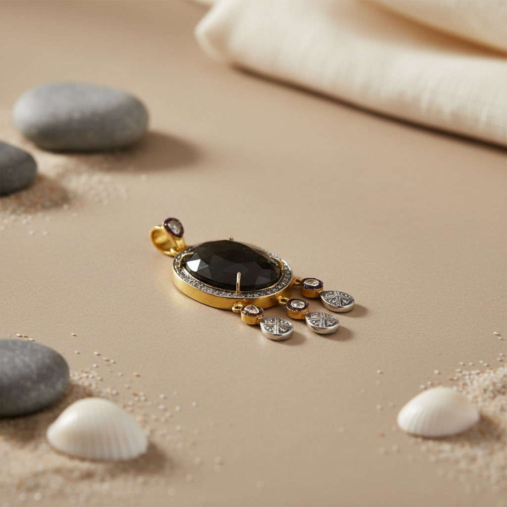 gold plating Sapphire Diamond Pendant Necklace | Women's Fine Jewelry