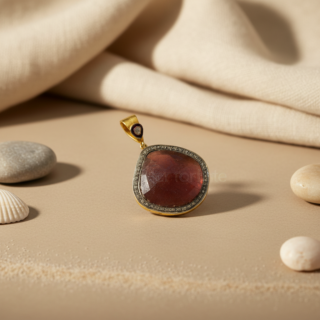 gold plating Ruby Pendant Necklace for Women | Gemstone Jewelry Gift