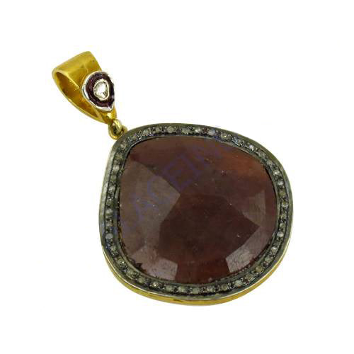 gold plating Ruby Pendant Necklace for Women | Gemstone Jewelry Gift