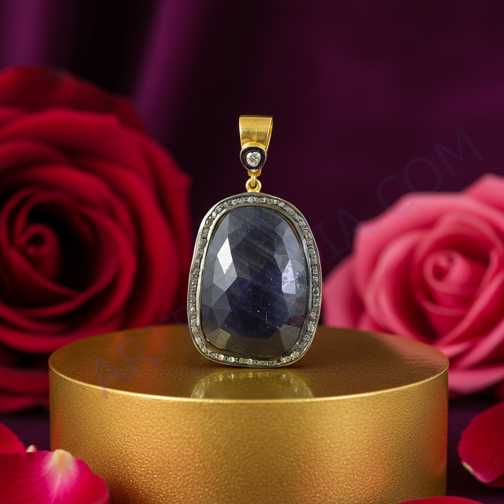 Sapphire & Diamond Pendant Necklace | Gold Plated Silver | Women's Gift