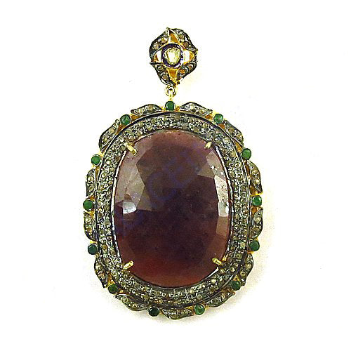 Ruby & Emerald Pendant Necklace | Vintage Style Jewelry Gift