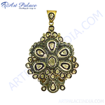 Load image into Gallery viewer, Gold floral diamond pendant with intricate detailing for women
