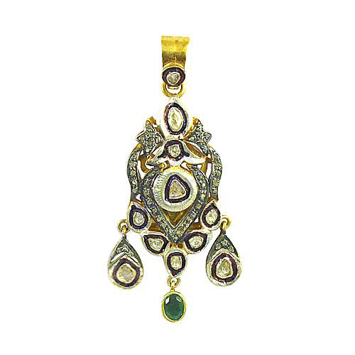 gold plating Emerald Pendant Necklace | Vintage Style Jewelry Gift
