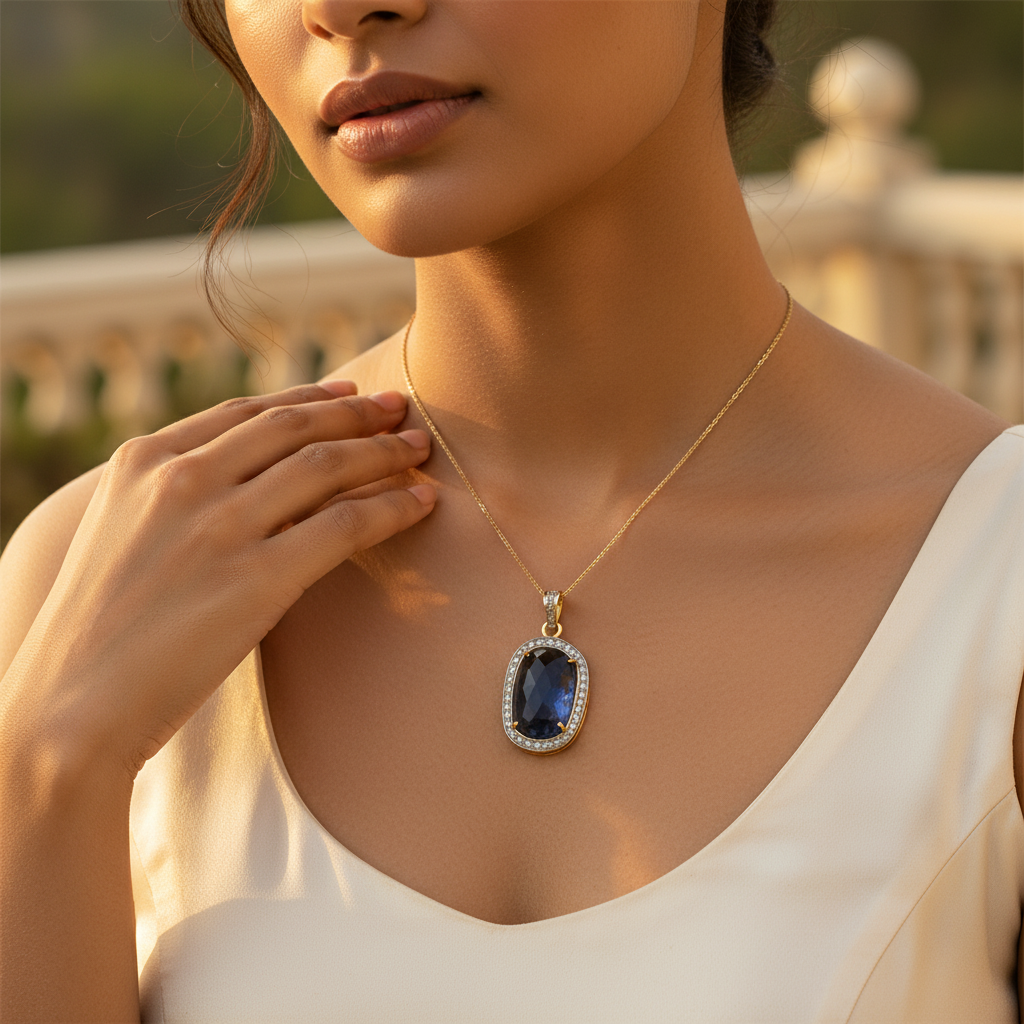Sapphire & Diamond Pendant for Women | Fine Jewelry Gift