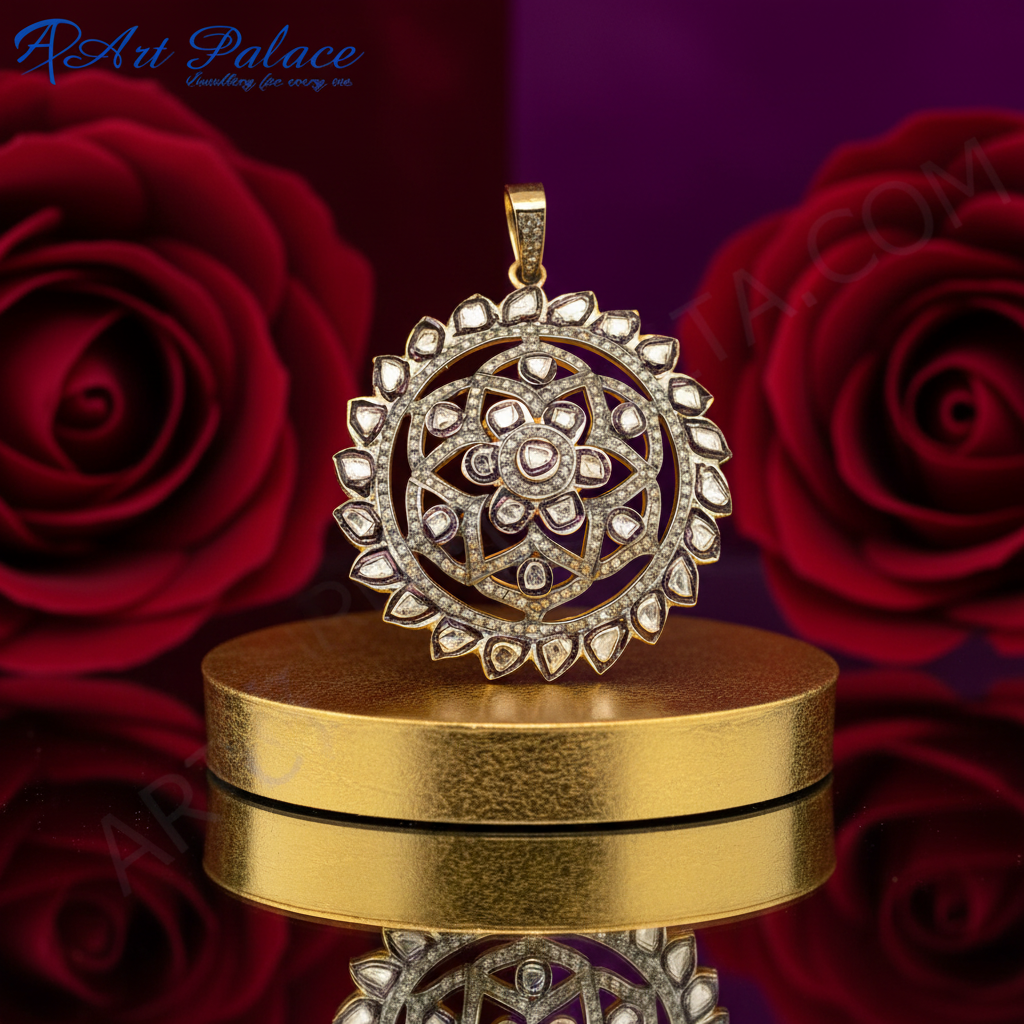 gold plating Diamond Floral Pendant | Women's Luxury Jewelry Gift