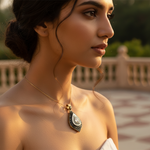 Load image into Gallery viewer, Gold Pear-Shaped Pendant with Mother of Pearl and Diamonds
