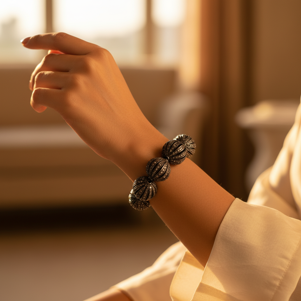 Oxidized Silver Bead Charms | Gemstone Embellished | Jewelry Gifts