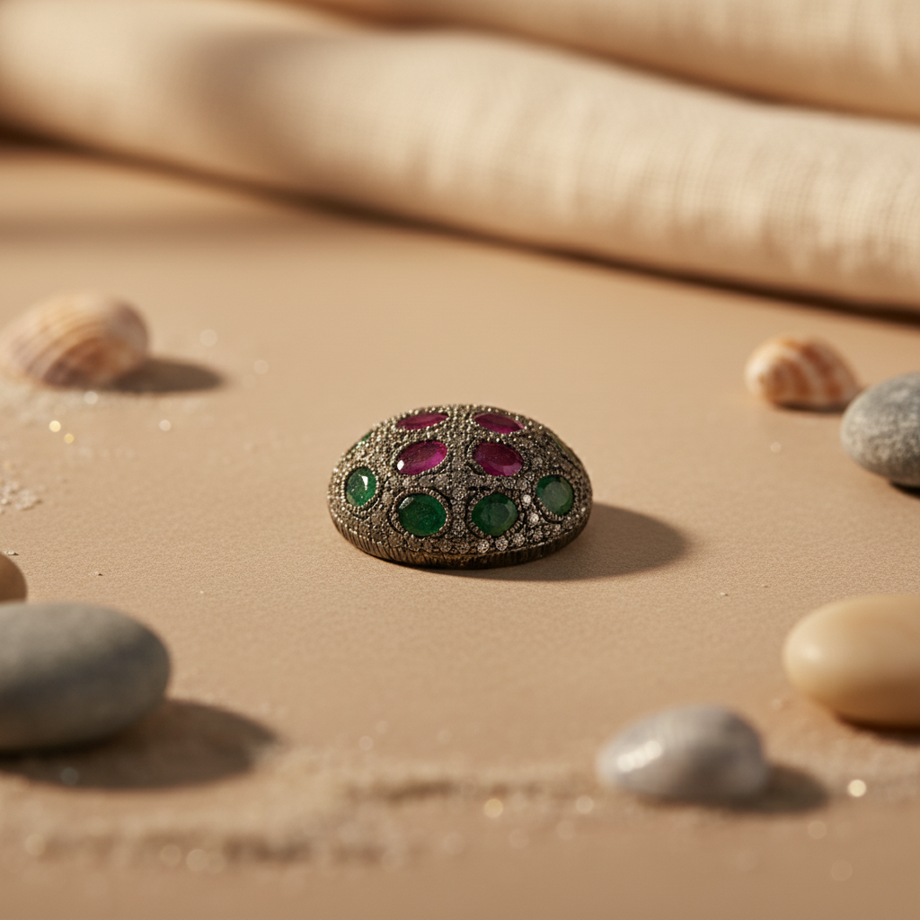 Silver Ruby & Emerald Gemstone Beads for Jewelry | Unique Gifts