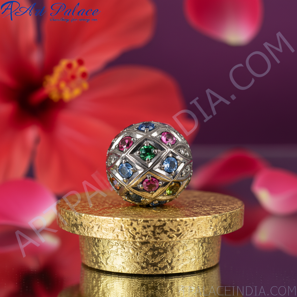 Gemstone beaded ball bead | 925 sterling silver | for jewelry making