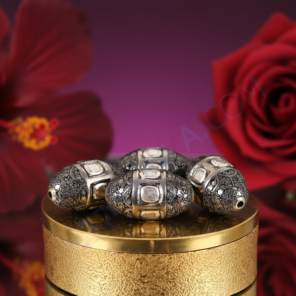 Beaded Silver Beads with Diamond Accents | Jewelry Design