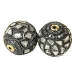 Load image into Gallery viewer, Oxidized Silver Beaded Earrings with Diamonds | Luxury Jewelry
