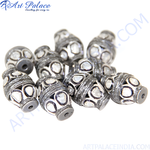 Load image into Gallery viewer, Close-up of silver beads with inlaid diamonds, a luxurious jewelry component.
