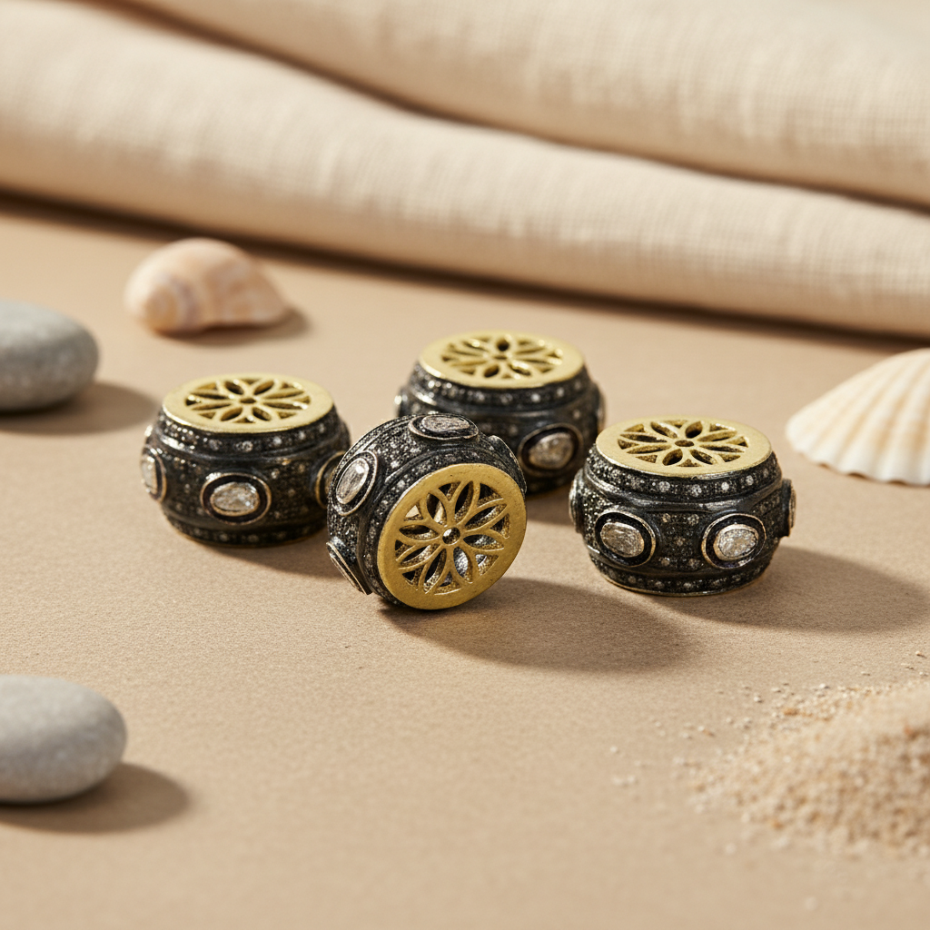 Black Rhodium Diamond Beads - Luxury Jewelry for Women