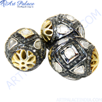 将图像加载到图库查看器中， gold plating and diamond beads with intricate designs, perfect for luxury jewelry making.
