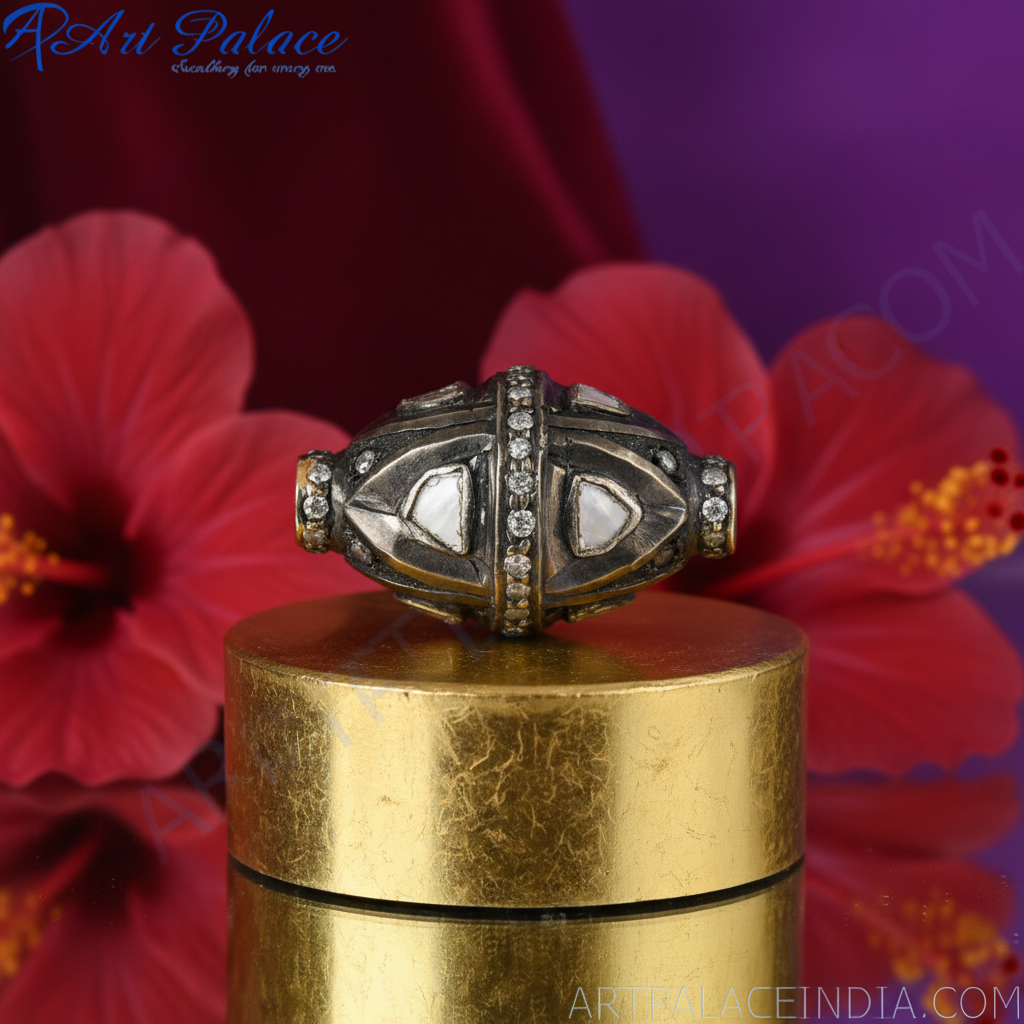 Oxidized silver diamond bead for women | daily wear jewelry