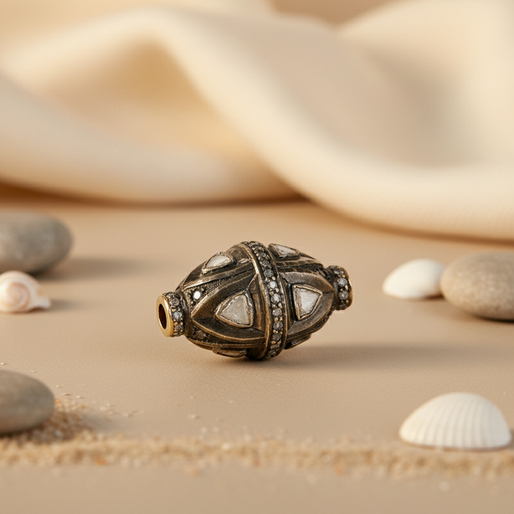 Oxidized Silver Diamond Bead for Women | Daily Wear Jewelry