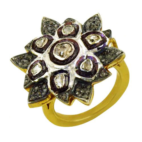 gold plating Ring with Diamond Flower for Women | Statement Ring