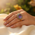 Load image into Gallery viewer, Anillo de amatista dorada para mujer | Anillo con piedras preciosas | Regalo
