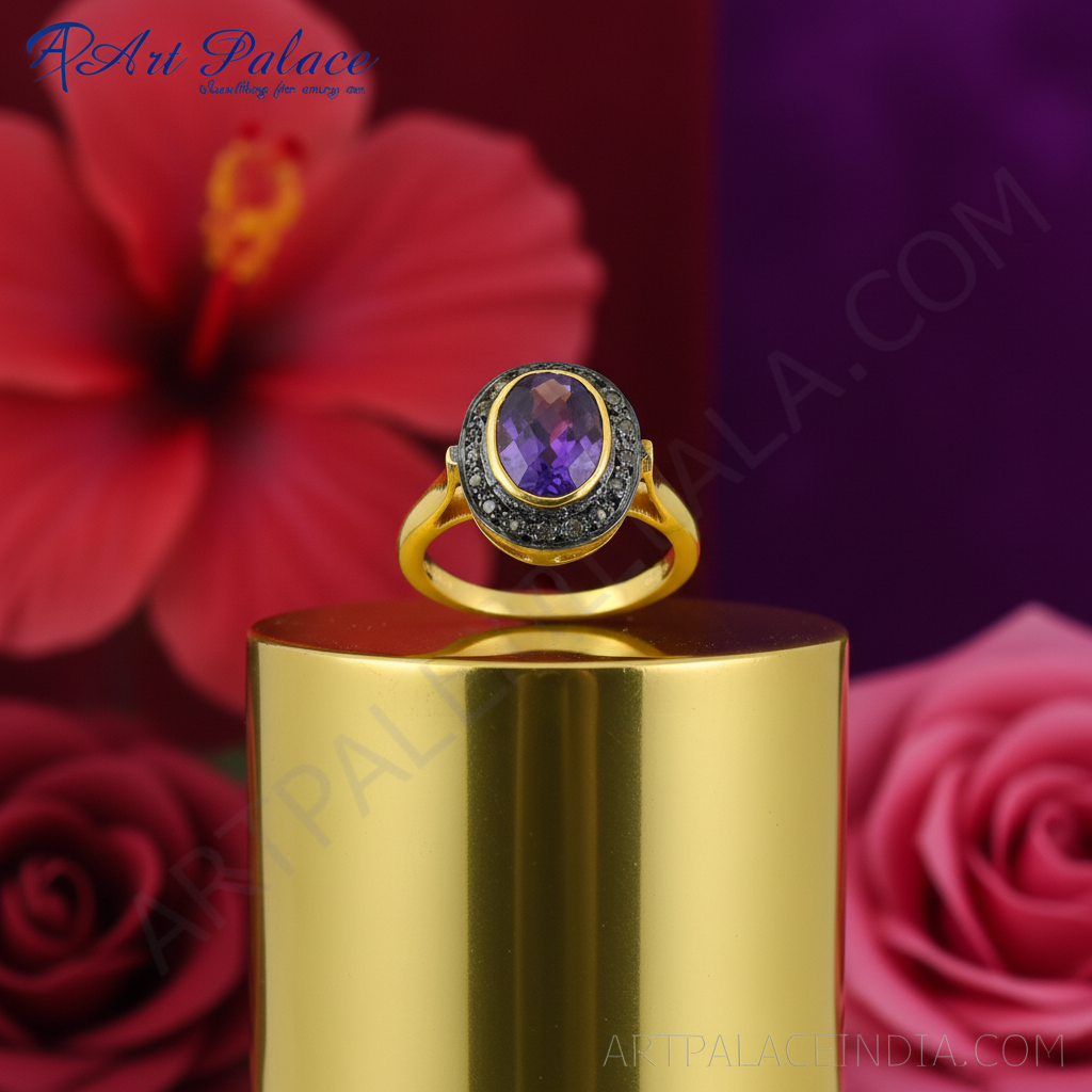 Gold amethyst ring for women | gemstone ring | gift