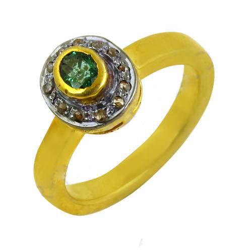 gold plating Emerald Halo Ring for Women | gold plating Gemstone Ring