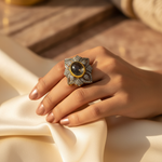 将图像加载到图库查看器中， 镶嵌宝石和钻石的黄金戒指 | 女士戒指
