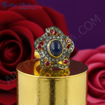 Load image into Gallery viewer, Sapphire &amp; Ruby Ring | Gold Plated Cocktail Ring for Women
