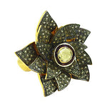 Load image into Gallery viewer, gold plating Flower Ring with Diamonds | Luxury Women's Jewelry
