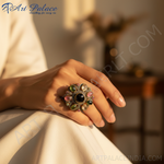 Load image into Gallery viewer, Multi Gemstone Ring | gold plating Plated Tourmaline Ring for Women
